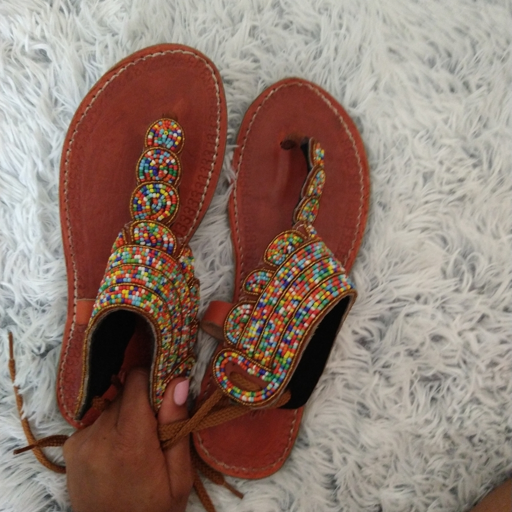 Moroccan Beaded Handmade Leather Gladiator Sandal
